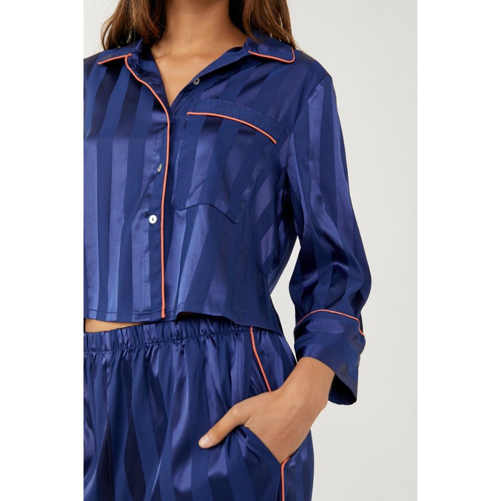🎉LAST CHANCE🎉 NWT Free People Pajama Party Sleep Set / Navy Peony - Picture 4 of 6